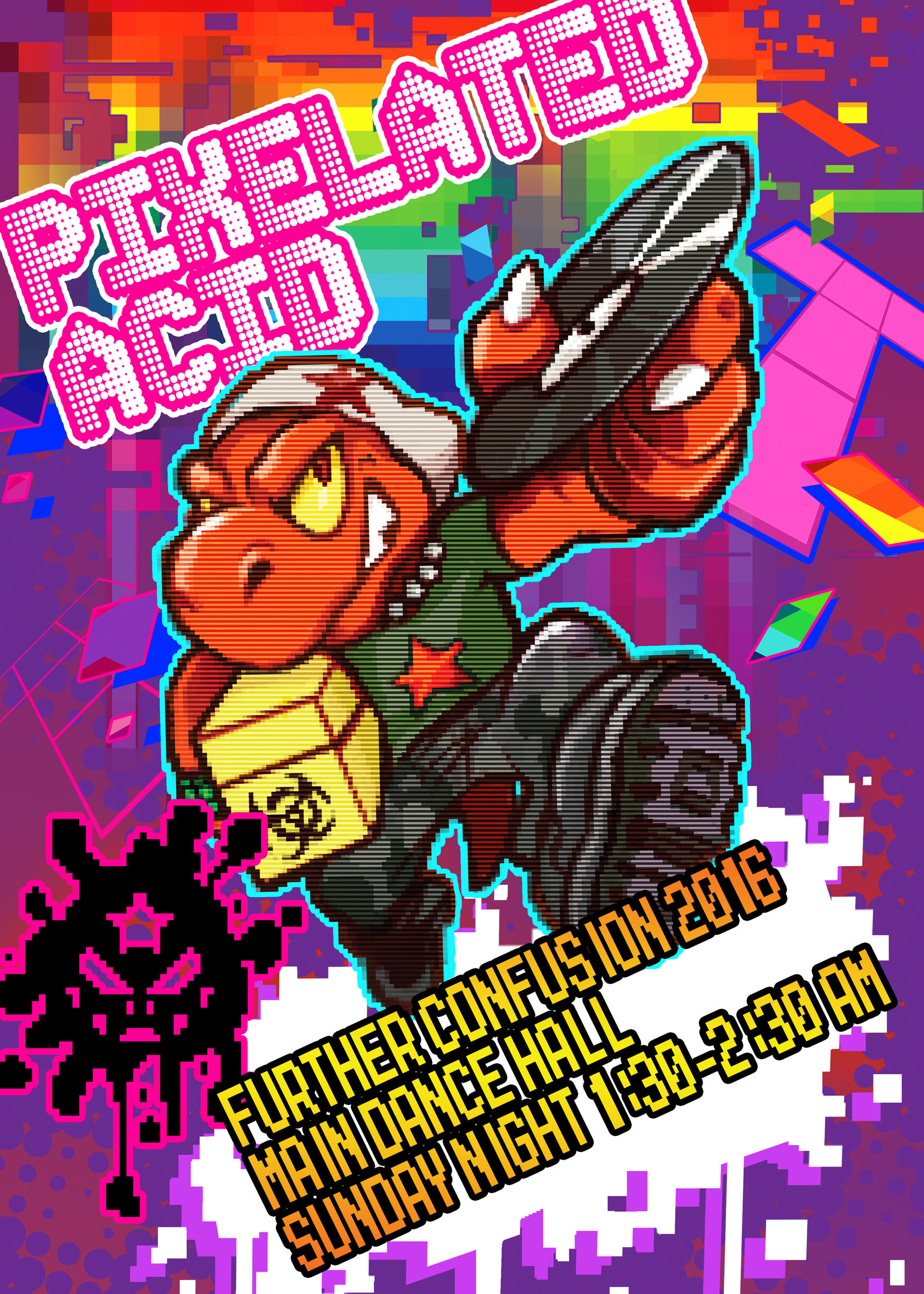 Pixelated Acid DJ flyer