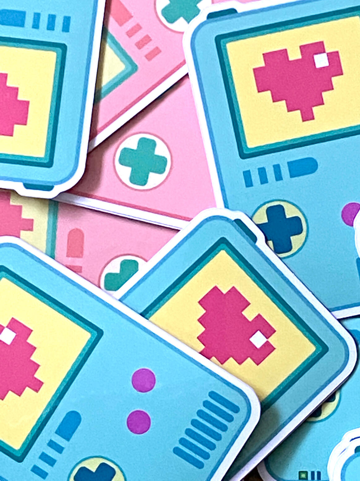 Handheld game sticker samples